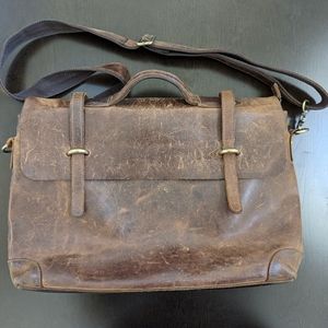 Brown leather messenger bag